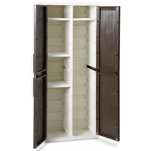 Пластиковый шкаф на балкон 2х дверный узкий WOOD LINE S