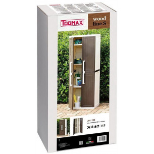 Пластиковый шкаф на балкон 2х дверный узкий WOOD LINE S