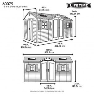 Сарай-хозблок LifeTime 60079, 15’x8 DD усиленный пластиковый