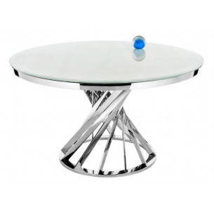 Стол стеклянный "Twist steel / white
