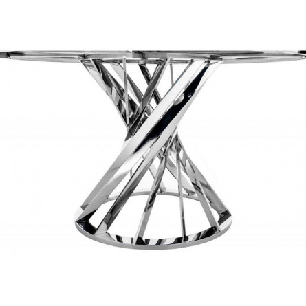 Стол стеклянный "Twist steel / white
