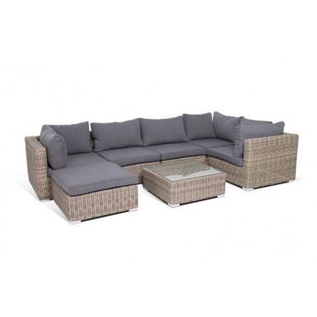 Лунго модуль прямой с подушками, соломенный