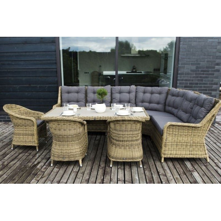 Бергамо, плетеный центральный модуль дивана, соломенный