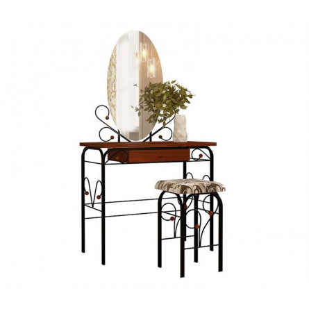 Стол дамский МК-8 с ящиком Черный / Орех