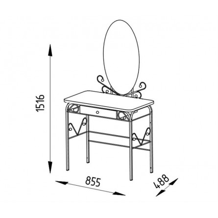 Стол дамский МК-8 с ящиком Черный / Орех