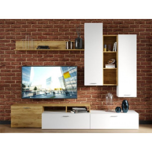 Стенка «Невио-1», Дуб крафт золотой/белый