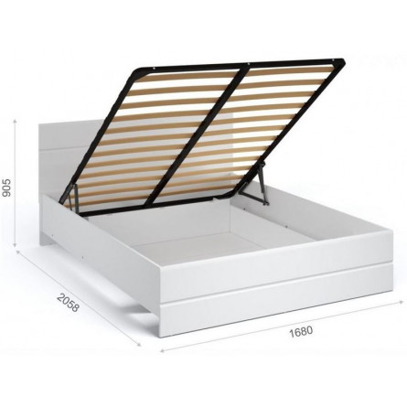 Кровать «Йорк» 160*200 (подъемник), Белый/белый...