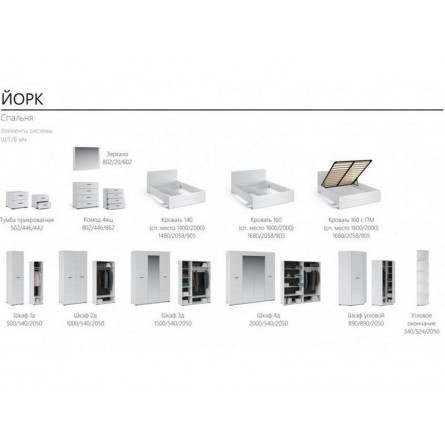 Кровать «Йорк» 140*200 без ламелей, Белый/белый...