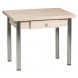 Стол обеденный ЛС-831 с ящиком (ЛДСП/Ясень шимо светлый/ кромка+царги ясень шимо/ ноги Хром)