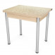 Стол обеденный ЛС-831 (пластик 3042 Семолина беж/ ноги Хром/кромка+подстолье дуб бел.)