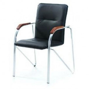 Стул Самба Хром "Н" (орех темный) кож/зам (черный)