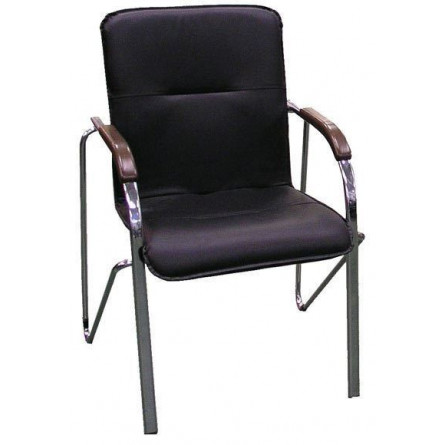 Стул Самба Хром "Н" (орех темный) кож/зам (черный)