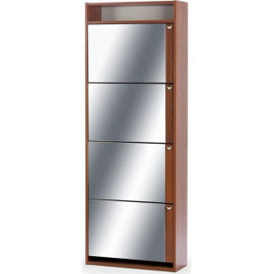 Обувница Комфорт К-4S (Темный Орех/Зеркало)