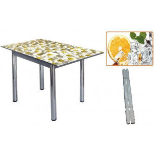 Стол обеденный 832-П (Апельсин (ЧС-24) / ноги Белый) фото...