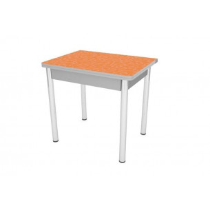 Стол "Ломберный" (Оранжевый/ноги Хром/кромка+царги серый)...