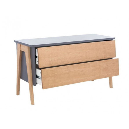 Комод "Сканди" 2 ящ. (Натуральное дерево/серый...