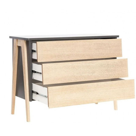 Комод "Сканди" 3 ящ. (Натуральное дерево/серый...