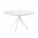 Стол круглый раздвижной со стеклом "RONDO-110" (Белый оптивайт/Белый) 110(145),