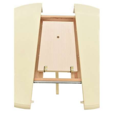 Стол Фабрицио 1 D100/Береза, шпон/100(130)*100*75/Тон 10 Слоновая кость/Слоновая кость/