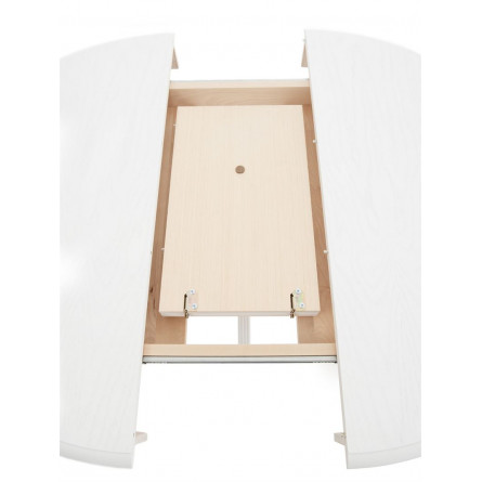 Стол Фабрицио D100/Береза, шпон/100(130)*100*75/Тон 9 Эмаль белая/Эмаль белая/