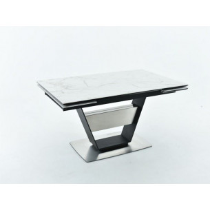 Стол Мальта/Керамогранит/140(204)*90*75/Черный матовый Муар/Calacata vaglioro/