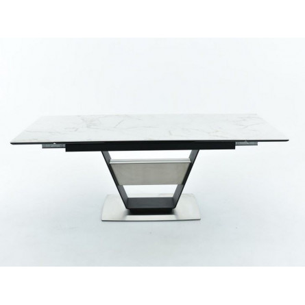 Стол Мальта/Керамогранит/140(204)*90*75/Черный матовый Муар/Calacata vaglioro/