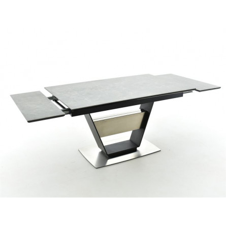 Стол Мальта /Керамогранит/140(204)*90*75/Черный матовый Муар/Bayona grey /