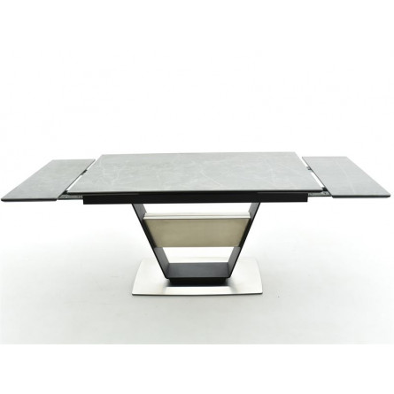 Стол Мальта /Керамогранит/140(204)*90*75/Черный матовый Муар/Bayona grey /