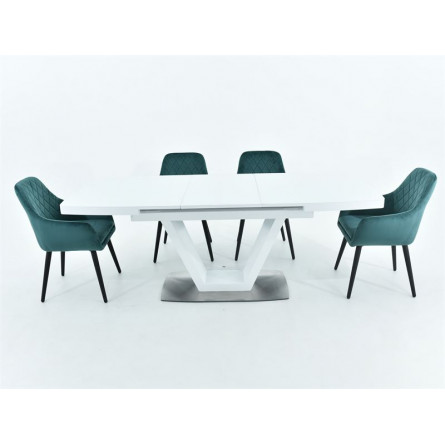 Стол Фоджа/Дерево, Стекло/140(190)*90*75/Белый/Белый/