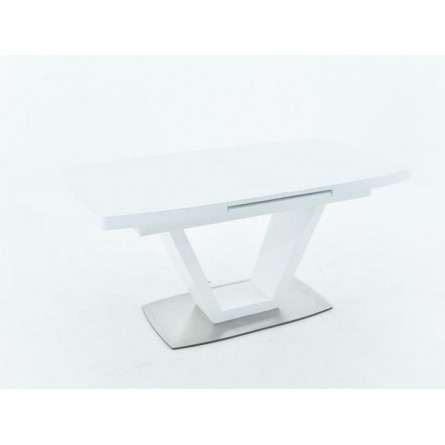 Стол Фоджа/Дерево, Стекло/160(210)*90*75/Белый/Белый/