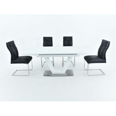 Стол Фоджа/Дерево, Стекло/160(210)*90*75/Белый/Белый/