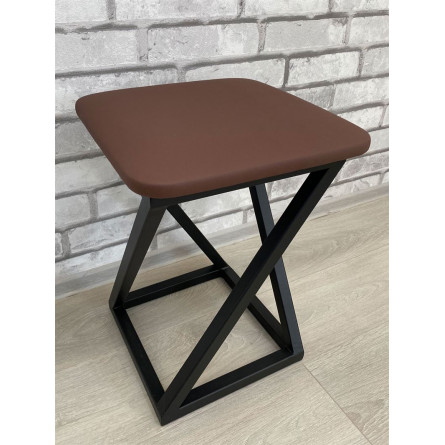 Табурет Саен 6 /Металл СТ/Сиденье Экокожа/Черный/22МС (коричневый)