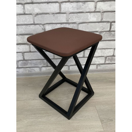 Табурет Саен 6 /Металл СТ/Сиденье Экокожа/Черный/22МС (коричневый)