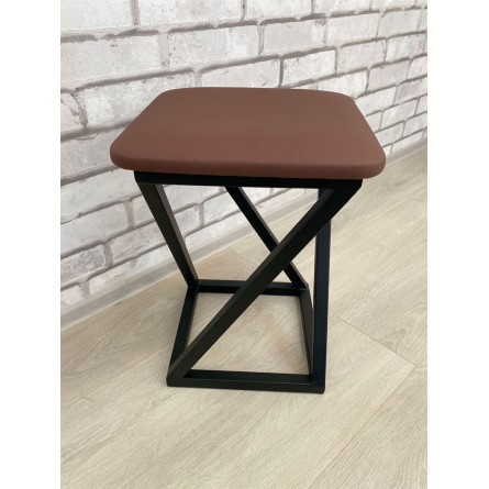 Табурет Саен 6 /Металл СТ/Сиденье Экокожа/Черный/22МС (коричневый)