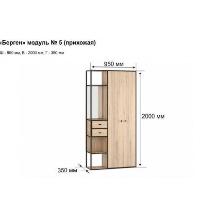 Прихожая Берген-5 Дуб крафт золотой, черный