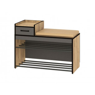 Прихожая Ольга-лофт 5 тумба /ЛДСП/Экокожа/80*35*60/Дуб крафт золотой/Темно-серый