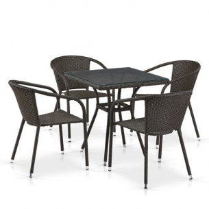 Комплект плетеной мебели T282BNT/Y137C-W53 Brown 4Pcs