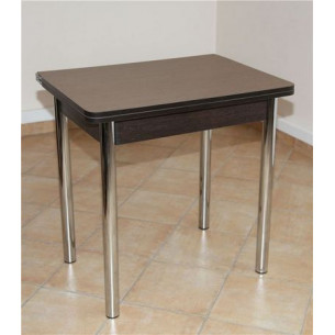 Стол обеденный ЛС-831 (Береза Эрмана темная/ ноги Хром/кромка+царги венге)