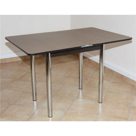 Стол обеденный ЛС-831 (Береза Эрмана темная/ ноги Хром/кромка+царги венге)