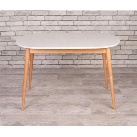 Стол овальный Алиса-1200 (белый/натуральный) раздвижной