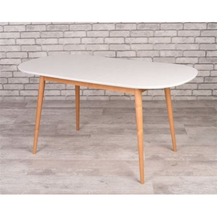 Стол овальный Алиса-1200 (белый/натуральный) раздвижной