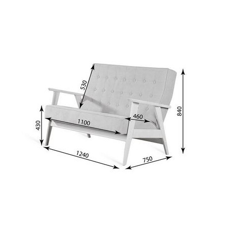 Диван двухместный РЕТРО (венге / RS 15 - темно-серый)