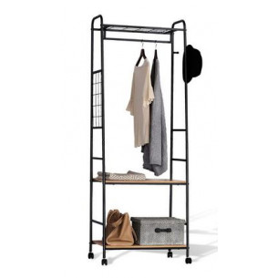 Стойка для одежды SHT-WR-21 (черный муар/скандинавский дуб)