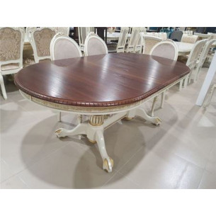 Стол "Азия" стол (комбинированый/подстолье 1013+патина золото/столешница т. орех)