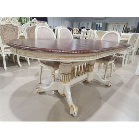 Стол "Азия" стол (комбинированый/подстолье 1013+патина золото/столешница т. орех)