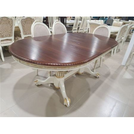 Стол "Азия" стол (комбинированый/подстолье 1013+патина золото/столешница т. орех)