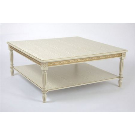 Стол журнальный "Луиджи-16" (слоновая кость 1013/патина золото / 110х110хН45)