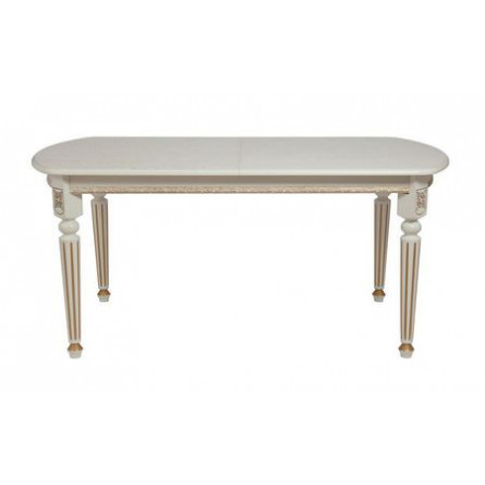 Стол овальный "Милорд-170" (90х170х220 / Слоновая кость/патина золото)