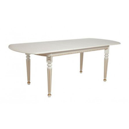 Стол овальный "Милорд-170" (90х170х220 / Слоновая кость/патина золото)