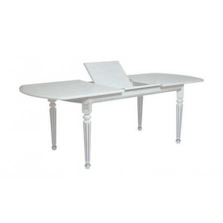 Стол овальный "Милорд-170" (90х170х220 / белый/патина серебро)